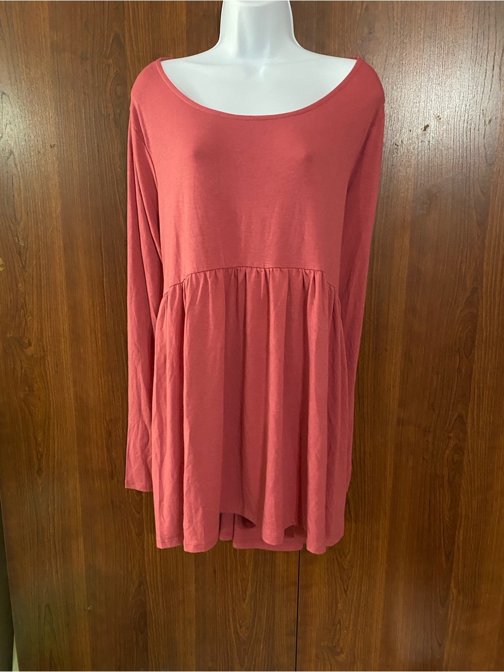 Zenana Outfitters Coral Babydoll Long-Sleeve Tunic